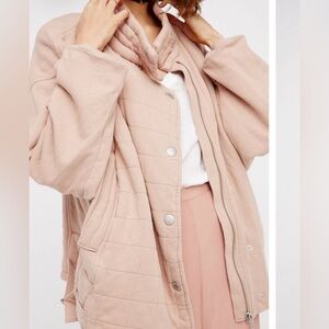 Free People Oversized Knit Quilted Jacket  size XS/S ballet pink
